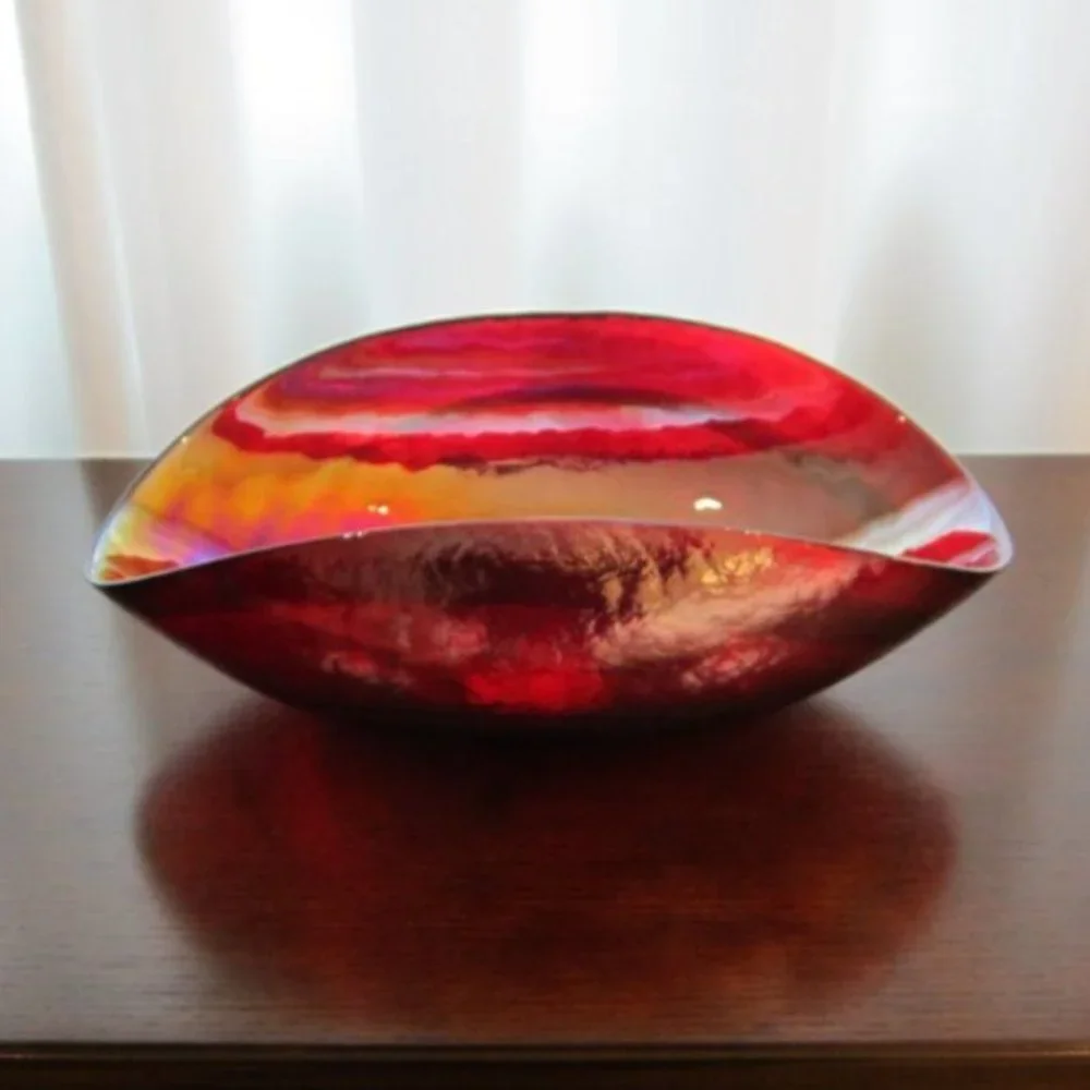 NEW Crate & Barrel Red Caldera Centerpiece Bowl
